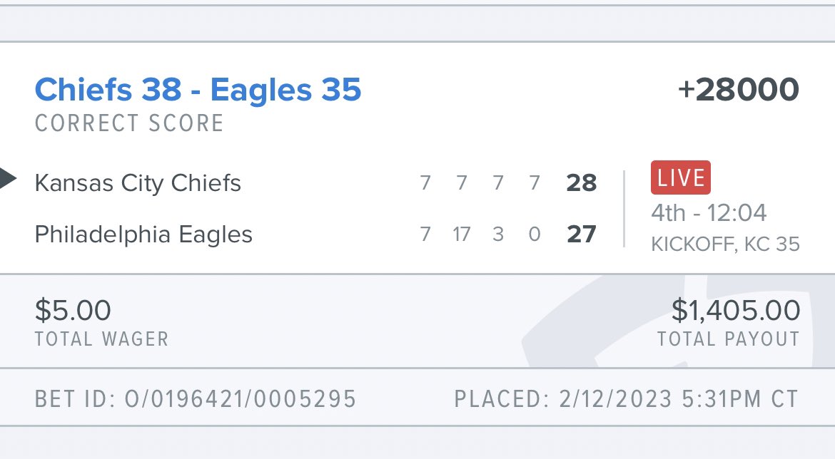 Super Bowl Correct Score